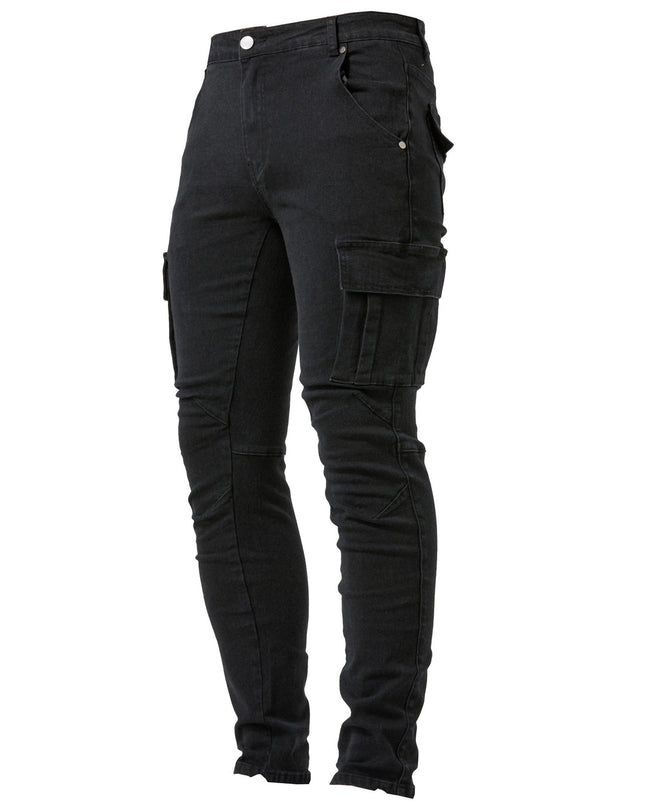 Luca | Denim Slim Fit Full-Length Cargo Jeans with Utility Side Pockets