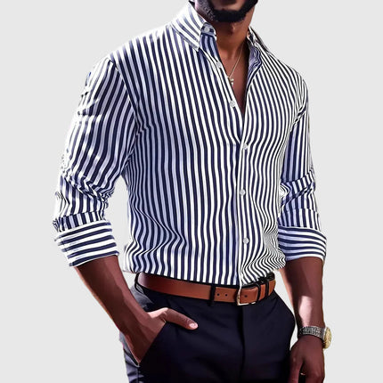 Mariusz | Striped Long Sleeve Button-Up Shirt