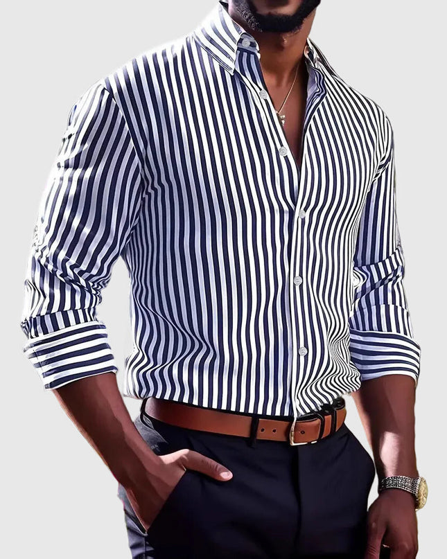 Mariusz | Striped Long Sleeve Button-Up Shirt