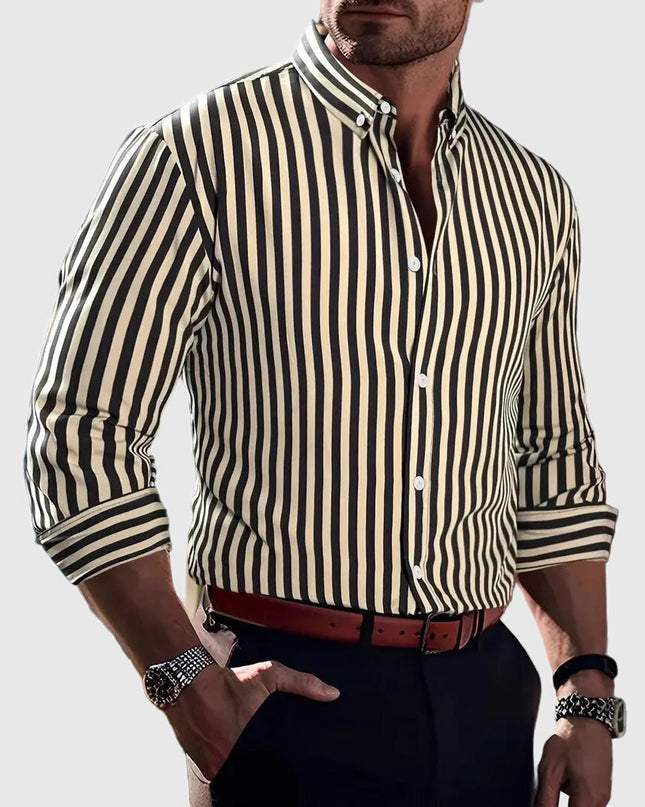 Mariusz | Striped Long Sleeve Button-Up Shirt