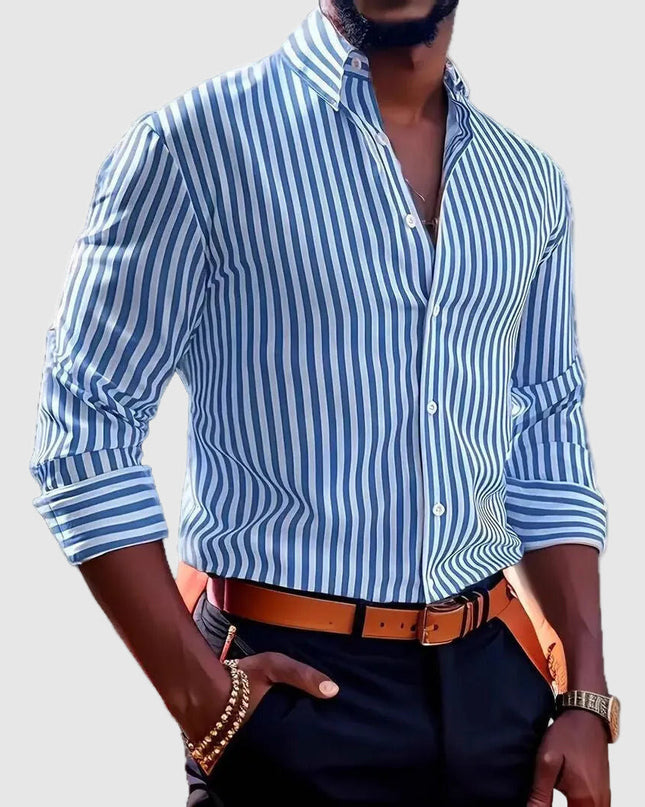 Mariusz | Striped Long Sleeve Button-Up Shirt