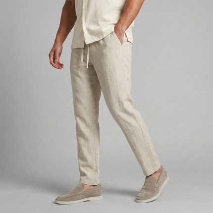 Mason | Linen Drawstring Tailored Casual Trousers
