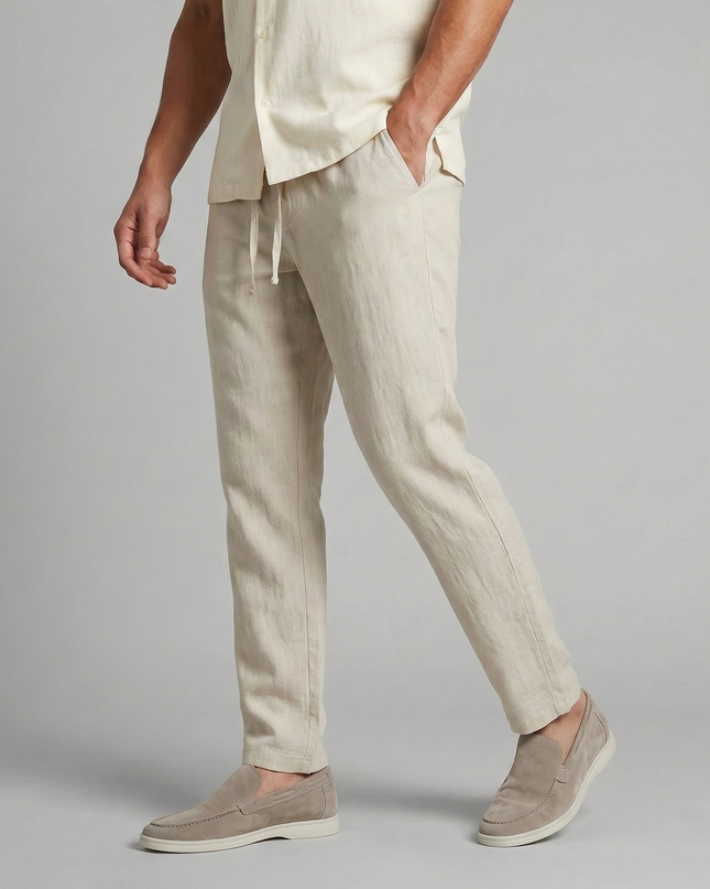 Mason | Linen Drawstring Tailored Casual Trousers
