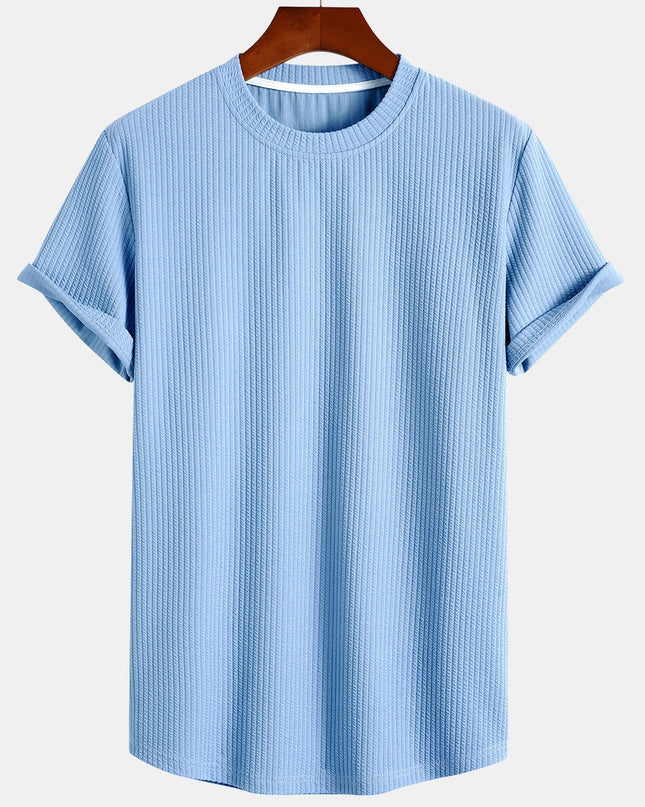 Ethan | Waffle Knit Crew Neck T-Shirt with Short Sleeves