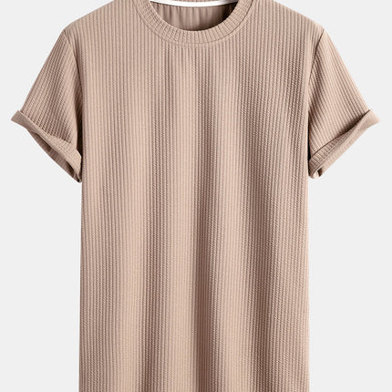 Ethan | Waffle Knit Crew Neck T-Shirt with Short Sleeves