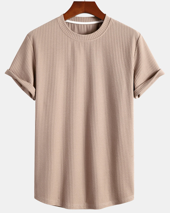 Ethan | Waffle Knit Crew Neck T-Shirt with Short Sleeves