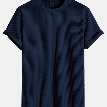 Ethan | Waffle Knit Crew Neck T-Shirt with Short Sleeves