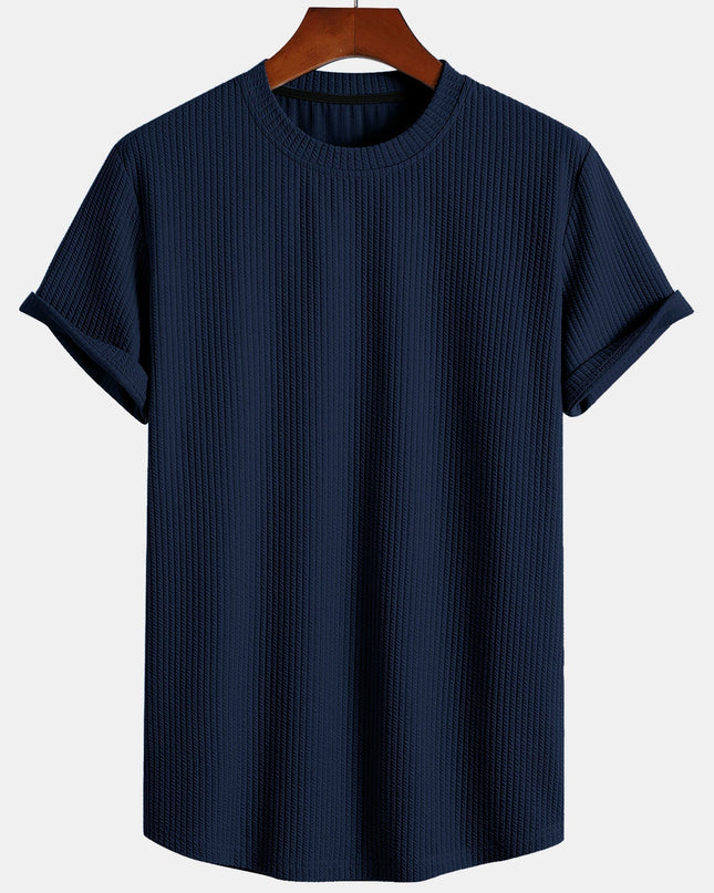 Ethan | Waffle Knit Crew Neck T-Shirt with Short Sleeves