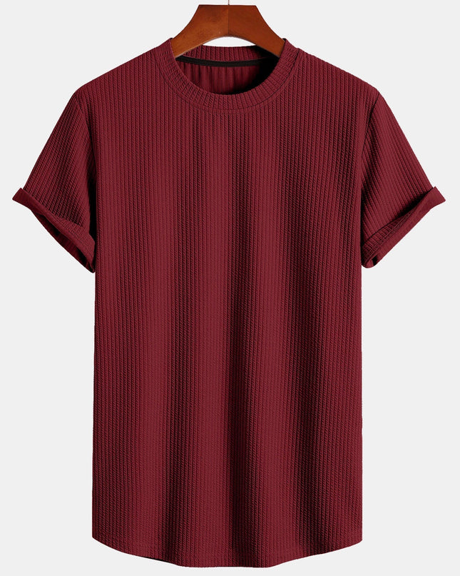 Ethan | Waffle Knit Crew Neck T-Shirt with Short Sleeves