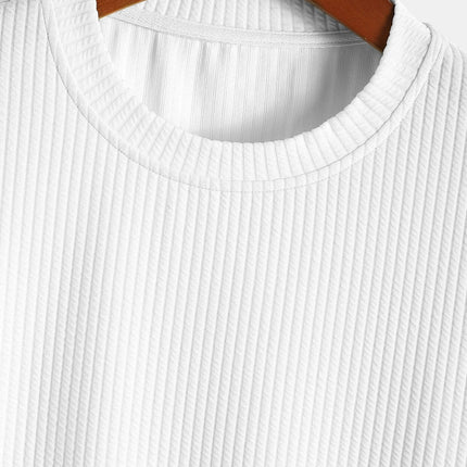 Ethan | Waffle Knit Crew Neck T-Shirt with Short Sleeves