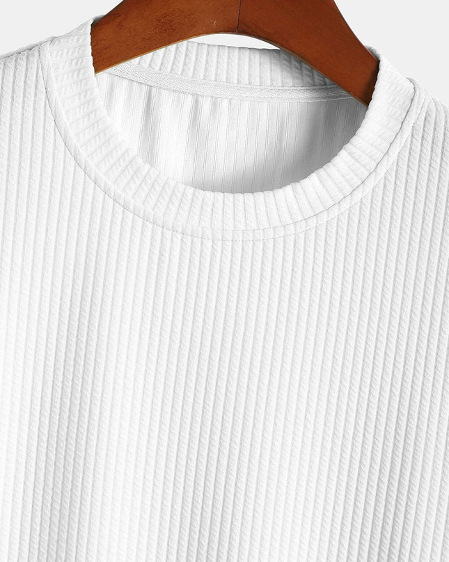 Ethan | Waffle Knit Crew Neck T-Shirt with Short Sleeves