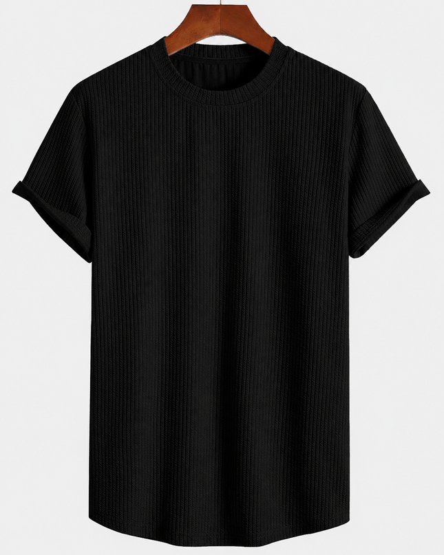 Ethan | Waffle Knit Crew Neck T-Shirt with Short Sleeves
