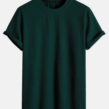 Ethan | Waffle Knit Crew Neck T-Shirt with Short Sleeves