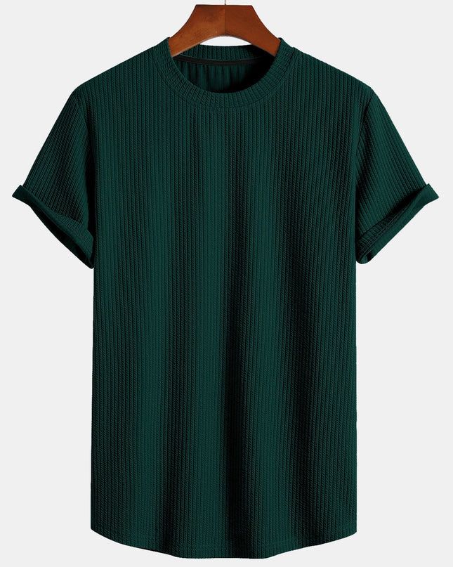 Ethan | Waffle Knit Crew Neck T-Shirt with Short Sleeves