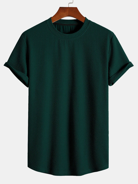 Ethan | Waffle Knit Crew Neck T-Shirt with Short Sleeves