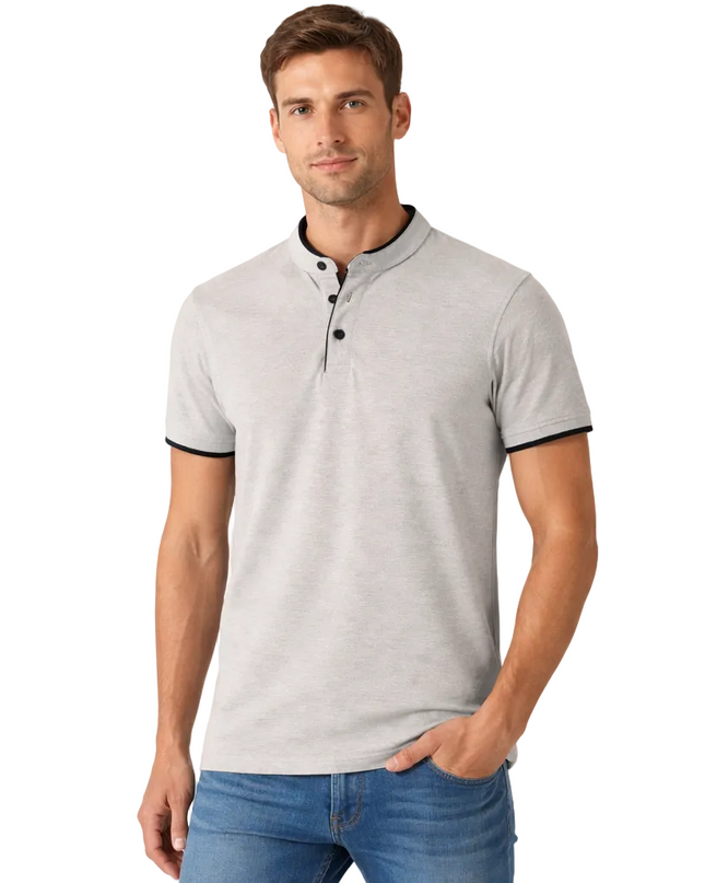 Men’s Contrast Trim Henley T-Shirt