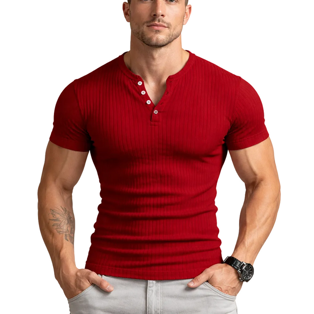 Men’s Ribbed Henley T-Shirt