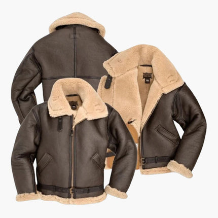 Men's B3 Aviator Leather Jacket – Sherpa Flight Collar Design