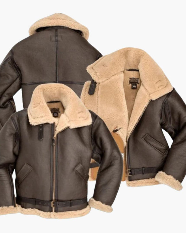 Men's B3 Aviator Leather Jacket – Sherpa Flight Collar Design