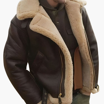 Men's B3 Aviator Leather Jacket – Sherpa Flight Collar Design