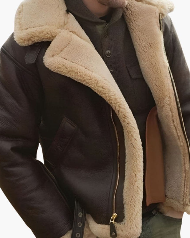 Men's B3 Aviator Leather Jacket – Sherpa Flight Collar Design