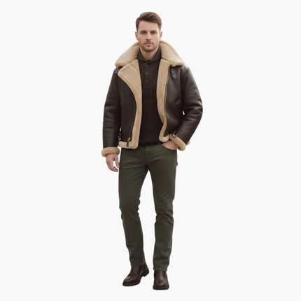 Men's B3 Aviator Leather Jacket – Sherpa Flight Collar Design