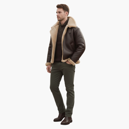 Men's B3 Aviator Leather Jacket – Sherpa Flight Collar Design