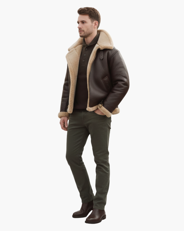 Men's B3 Aviator Leather Jacket – Sherpa Flight Collar Design