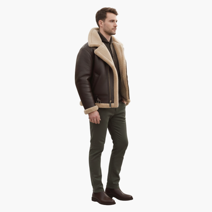 Men's B3 Aviator Leather Jacket – Sherpa Flight Collar Design