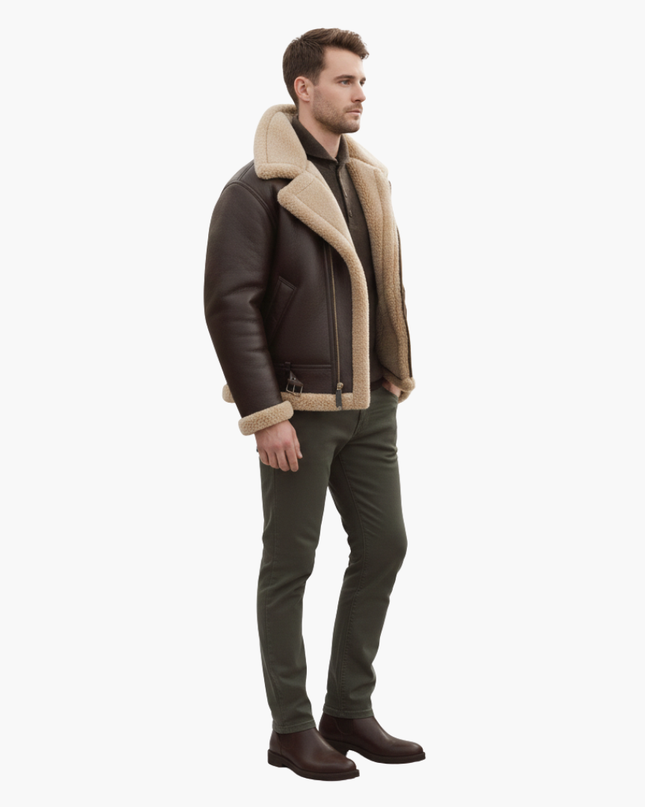 Men's B3 Aviator Leather Jacket – Sherpa Flight Collar Design