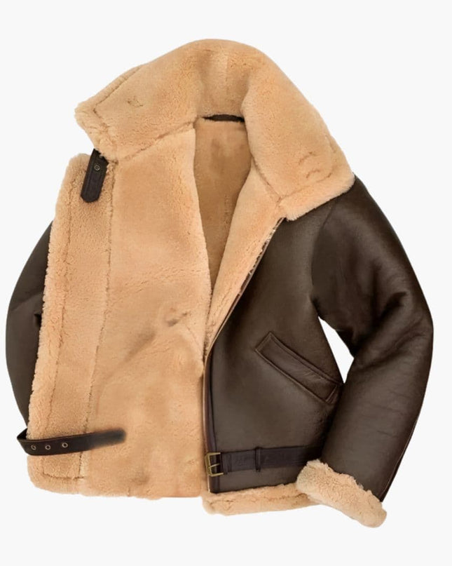 Men's B3 Aviator Leather Jacket – Sherpa Flight Collar Design