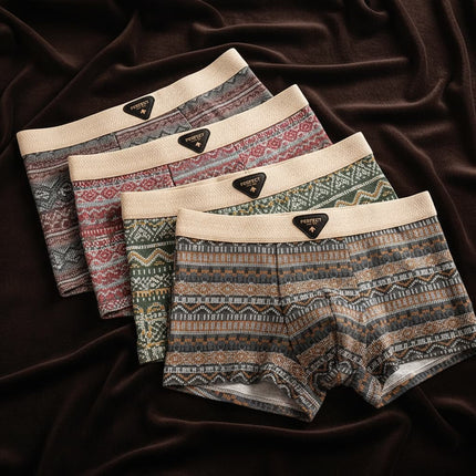 Men's Boxer Briefs – Retro Pattern Cotton Comfort Set