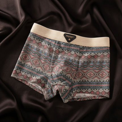 Men's Boxer Briefs – Retro Pattern Cotton Comfort Set
