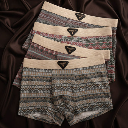 Men's Boxer Briefs – Retro Pattern Cotton Comfort Set