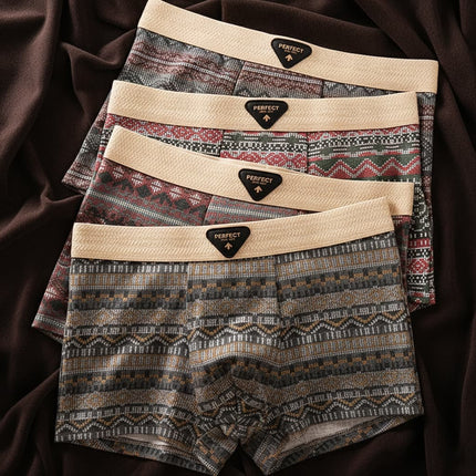 Men's Boxer Briefs – Retro Pattern Cotton Comfort Set