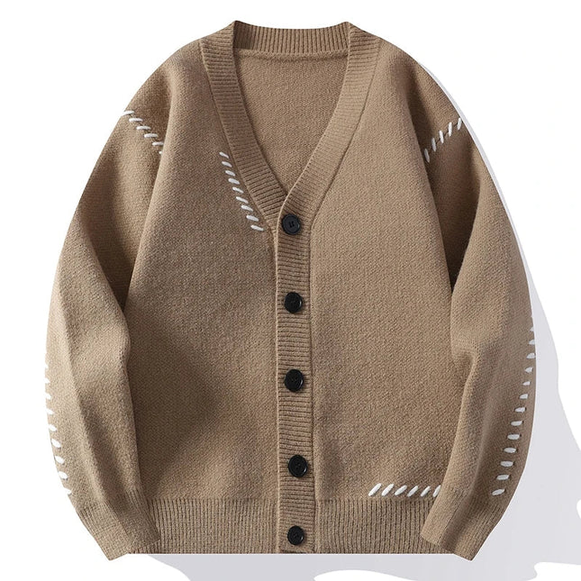 Men's Button Cardigan – Relaxed Fit V-Neck Knit