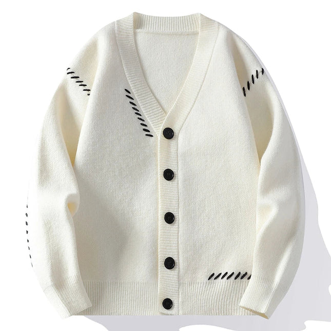 Men's Button Cardigan – Relaxed Fit V-Neck Knit