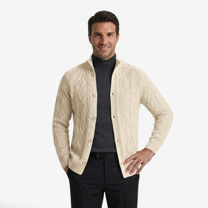 Men's Cable Knit Cardigan in Regular Fit – Heritage Button Front