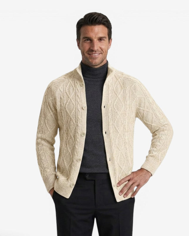 Men's Cable Knit Cardigan in Regular Fit – Heritage Button Front