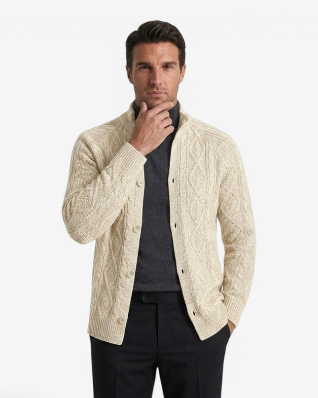Men's Cable Knit Cardigan in Regular Fit – Heritage Button Front