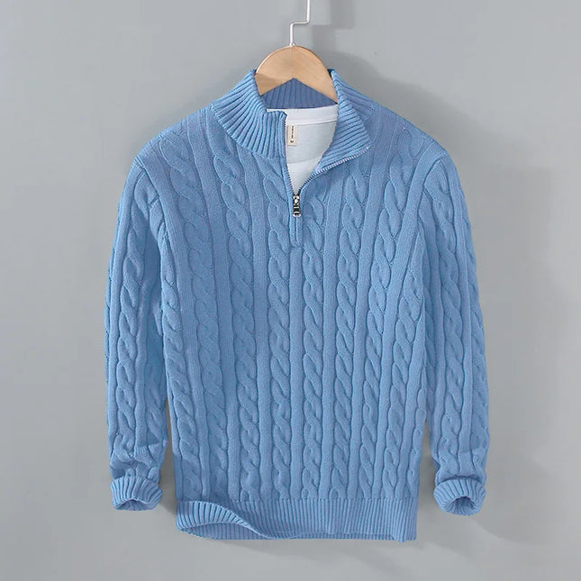 Men's Cable Knit Quarter Zip Jumper – Classic Heritage Knit