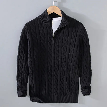 Men's Cable Knit Quarter Zip Jumper – Classic Heritage Knit