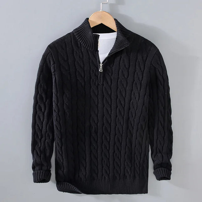 Men's Cable Knit Quarter Zip Jumper – Classic Heritage Knit