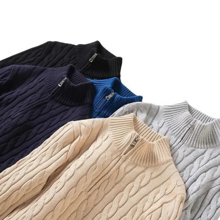 Men's Cable Knit Quarter Zip Jumper – Classic Heritage Knit