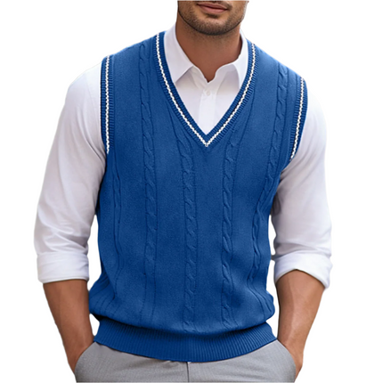 Men's Cable Knit Slipover in Regular Fit – Classic V-Neck Layer