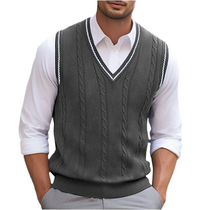 Men's Cable Knit Slipover in Regular Fit – Classic V-Neck Layer