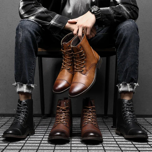 Men's Cap Toe Work Boots – Heritage Lace-Up Ankle Design