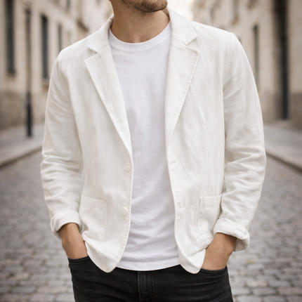 Men's Casual Blazer – Tailored Fit Two-Button Linen Style