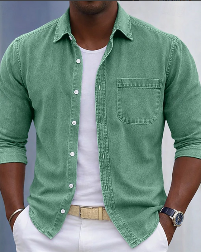 Men's Casual Button-Up Shirt – Relaxed Everyday Pocket Fit