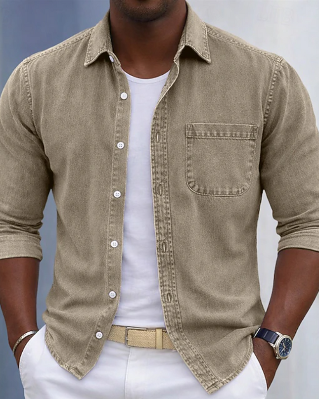 Men's Casual Button-Up Shirt – Relaxed Everyday Pocket Fit